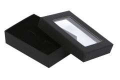 Pendant Opened Black Jewellery Box With C'thru Lid - Crystal - CR3 - Finer Packaging Ltd